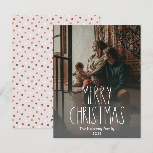 Cartes Pour Fêtes Annuelles Boho foncé Polka point Noël Pleine photo verticale (Devant / Derrière)