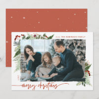 Boho Green Terracotta Rust Christmas Photo