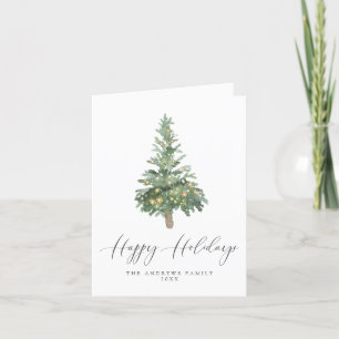 Cartes Pour Fêtes Annuelles Boho Happy Holidays Watercolor Tree Non-Photo Holi