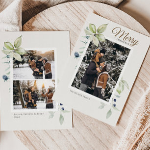 Cartes Pour Fêtes Annuelles Boho hiver Aquarelle Botanique Noël