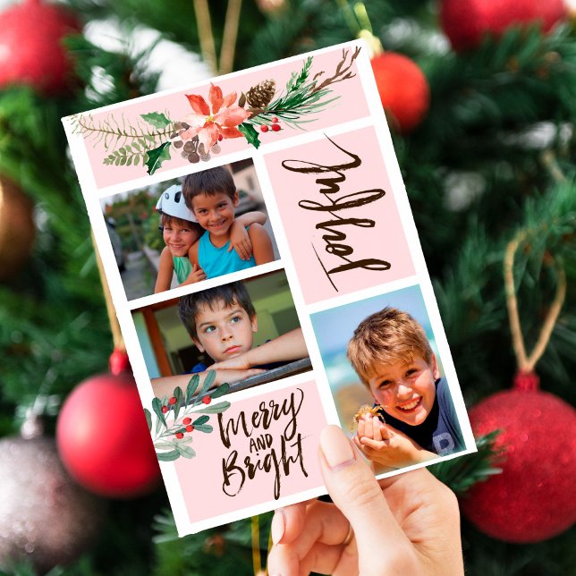 Cartes Pour Fêtes Annuelles Boho Joyful Merry et Bright Christmas Photo (Créateur téléchargé)