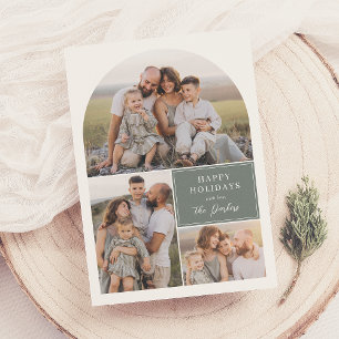 Cartes Pour Fêtes Annuelles Boho Modern 3 Photo Collage Arche de Noël Photo
