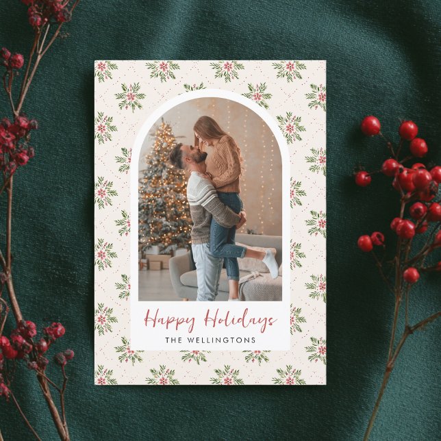 Cartes Pour Fêtes Annuelles Boho moderne Noël Motif Arch Photo (Créateur téléchargé)