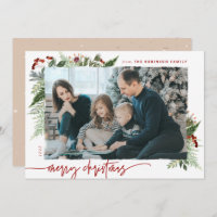 Boho Neutral Bourgogne Rouge Joyeux Noël Photo