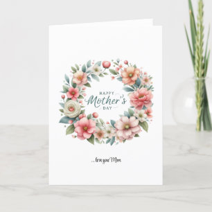 Cartes Pour Fêtes Annuelles Boho printemps flush fleuri couronne Joyeuse fête 