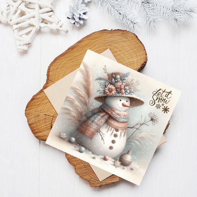 Cartes Pour Fêtes Annuelles Boho Snow Woman Joyeux Noël (Créateur téléchargé)
