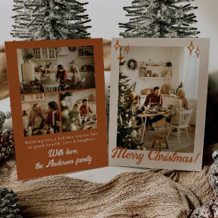 Cartes Pour Fêtes Annuelles Boho Terracotta Photo Joyeux Noël de famille