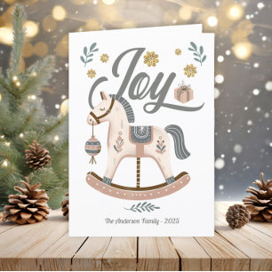 Cartes Pour Fêtes Annuelles Boho vintage Rocking Horse Earth Tones Joie