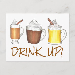 Cartes Pour Fêtes Annuelles Boire à chaud Oeuf Nog Coca Rum Noël