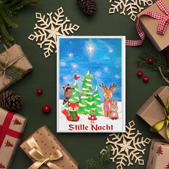 Cartes Pour Fêtes Annuelles Bois Animaux Arbre de Noël Stille Nacht (Créateur téléchargé)