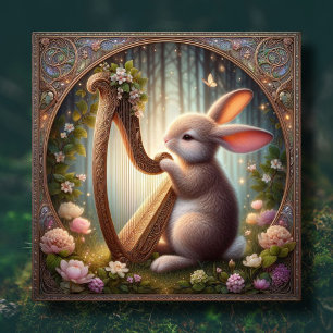Cartes Pour Fêtes Annuelles Bois Bunny Art nouveau cadre Pâques