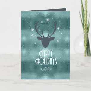 Cartes Pour Fêtes Annuelles Bois de cerf Flèches Noël Turquoise ID861