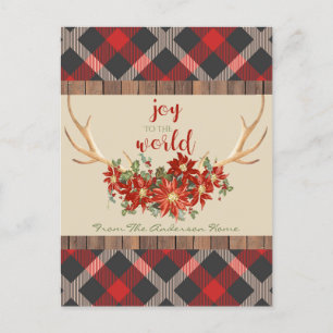 Cartes Pour Fêtes Annuelles Bois de Noël Andouillers Carreaux Rouges