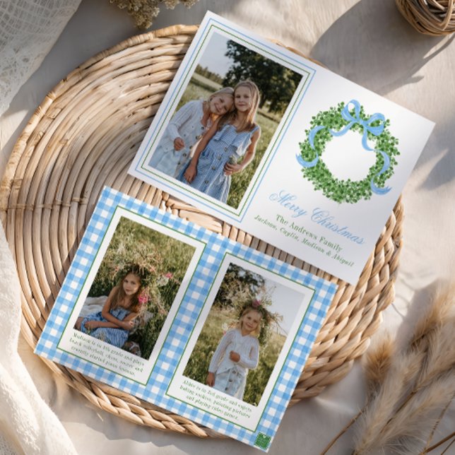 Cartes Pour Fêtes Annuelles Bois de Noël bleu Boxwood Wreath (Créateur téléchargé)