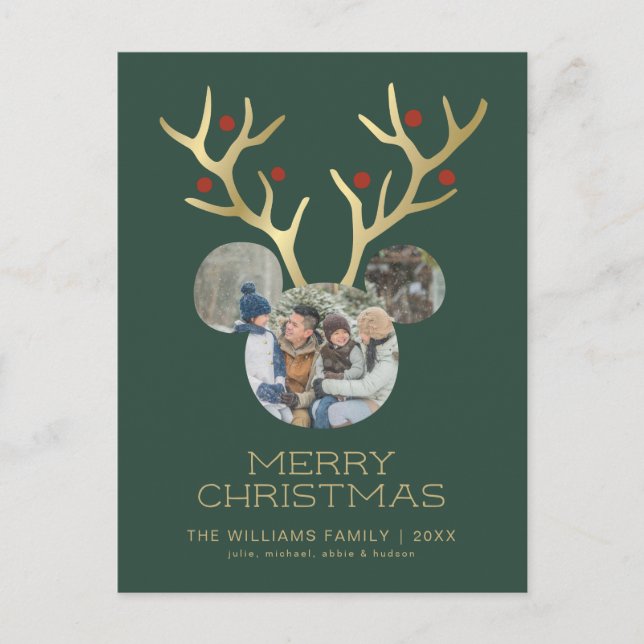 Cartes Pour Fêtes Annuelles Bois de Noël de Mickey Mouse - 3 Photos (Devant)