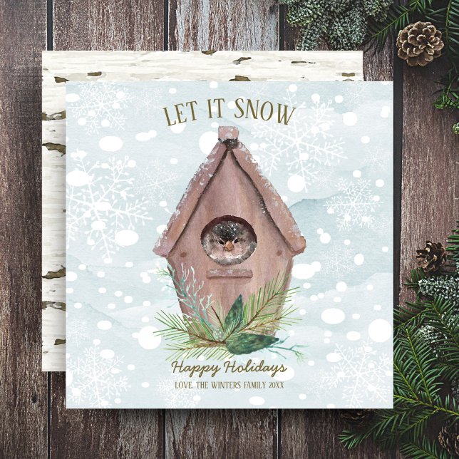 Cartes Pour Fêtes Annuelles Bois d'hiver rustique | Laisser Enneiger (Créateur téléchargé)