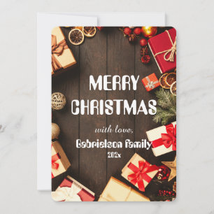 Cartes Pour Fêtes Annuelles bois élégant personnaliser de charmante famille