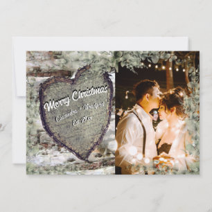 Cartes Pour Fêtes Annuelles Bois rustique Coeur Eucalyptus Vacances vertes