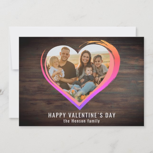 Cartes Pour Fêtes Annuelles Bois rustique Deux Coeurs Photo Bonne Saint Valent (Devant)