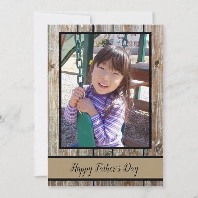 Cartes Pour Fêtes Annuelles Bois rustique Personnalisé Photo Happy Fête des pè (Devant)