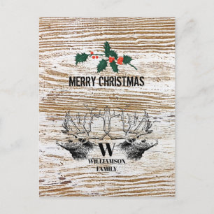 Cartes Pour Fêtes Annuelles Bois rustique Texture Cerf Bois Cabine Noël