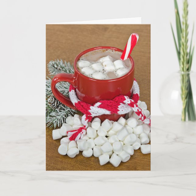 Cartes Pour Fêtes Annuelles Boisson chocolat chaud de Noël avec foulard (Devant)