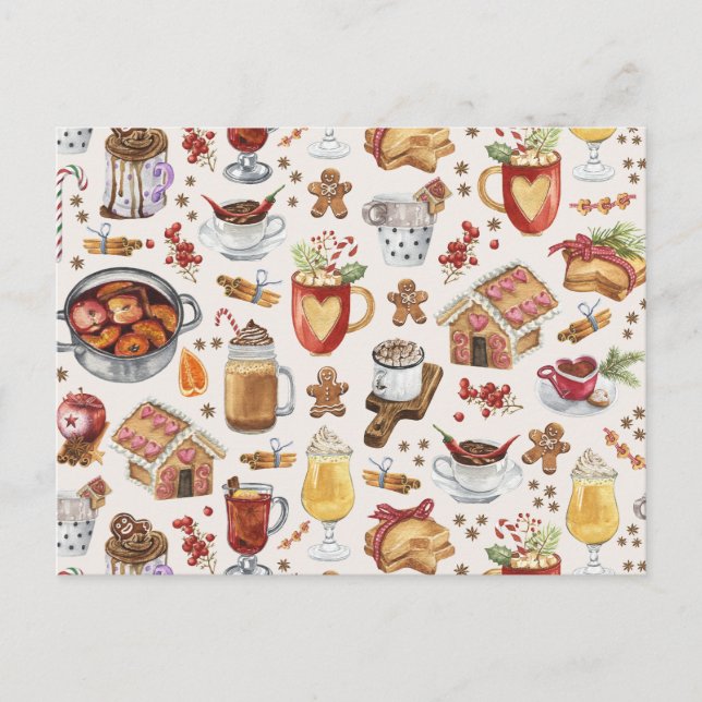Cartes Pour Fêtes Annuelles Boissons d'hiver et desserts (Devant)