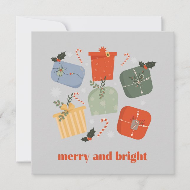 Cartes Pour Fêtes Annuelles Boîte cadeau de Noël joyeux et lumineux (Devant)