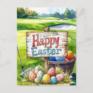 Cartes Pour Fêtes Annuelles Boîte de balles de golf et œufs de Pâques parcours