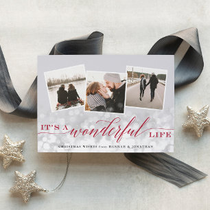 Cartes Pour Fêtes Annuelles Bokeh Flare Holiday Photo Collage Card
