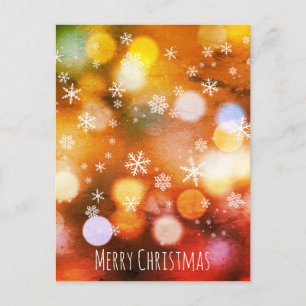 Cartes Pour Fêtes Annuelles Bokeh Lumières Vives Flocons de Neige - Noël Moder