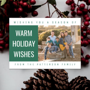 Cartes Pour Fêtes Annuelles Bold Geometric Holiday Photo Card   Green