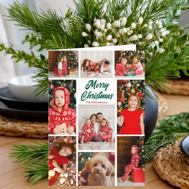 Cartes Pour Fêtes Annuelles Bold Merry Christmas Multiple Family Photo (Créateur téléchargé)