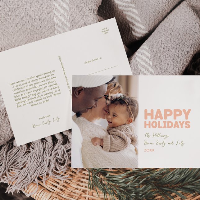 Cartes Pour Fêtes Annuelles Bold Modern One Photo Happy (Créateur téléchargé)