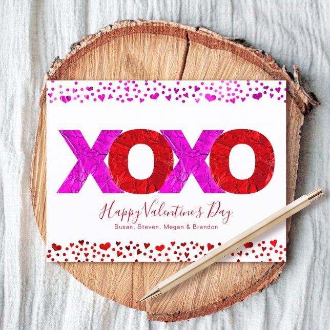 Cartes Pour Fêtes Annuelles Bold Moderne rose rouge XOXO Coeurs de la Saint Va (Créateur téléchargé)