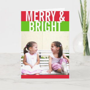 Cartes Pour Fêtes Annuelles Bold red green color stripe modern holiday photo
