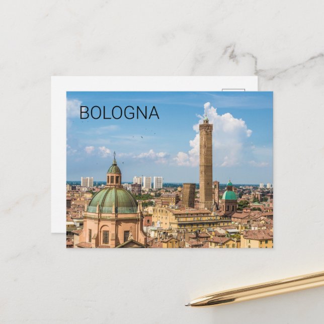 Cartes Pour Fêtes Annuelles Bologne Émilie-Romagne Italie Panorama Souvenir (Devant/Arrière en situation)