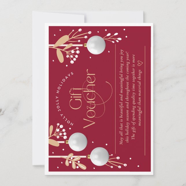 Cartes Pour Fêtes Annuelles Bon cadeau de vacances (Devant)