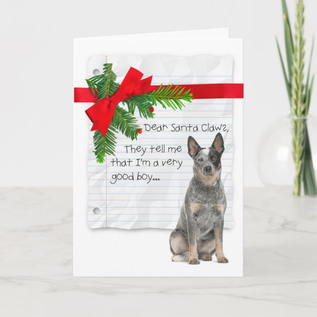 Cartes Pour Fêtes Annuelles Bon garçon chien de bétail Noël (Devant)