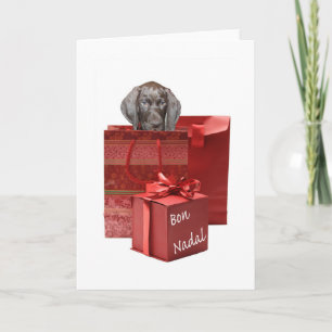 Cartes Pour Fêtes Annuelles Bon Nadal Allemand short à pois pointeur chimas