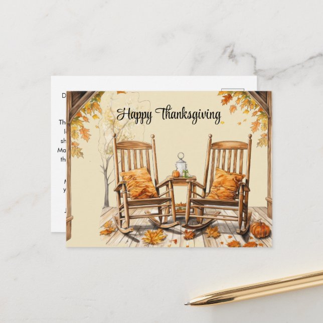 Cartes Pour Fêtes Annuelles bon thanksgiving automne feuilles automne (Devant/Arrière en situation)