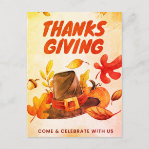 Cartes Pour Fêtes Annuelles Bon thanksgiving avec Citrouille et Feuille Fall H