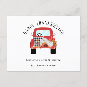 Cartes Pour Fêtes Annuelles Bon thanksgiving Citrouille de camion Red Rustic