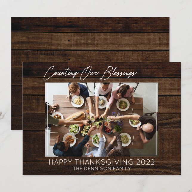 Cartes Pour Fêtes Annuelles Bon thanksgiving - Compter nos bénédictions 1 Phot (Devant / Derrière)