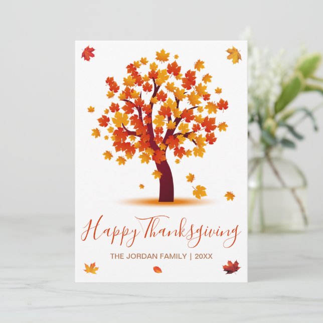 Cartes Pour Fêtes Annuelles Bon thanksgiving customisé arbres d'automne Vacanc (Debout devant)