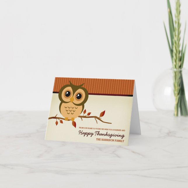 Cartes Pour Fêtes Annuelles Bon thanksgiving Cutie Owl (Devant)