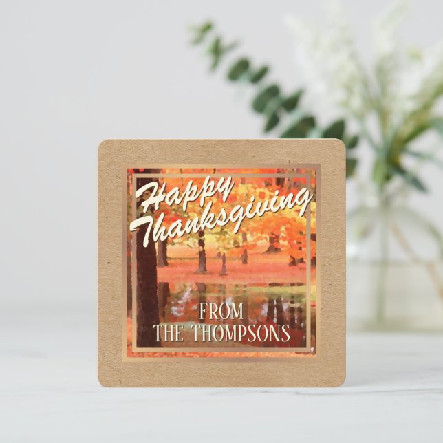 Cartes Pour Fêtes Annuelles Bon thanksgiving d'aquarelle de forêt personnalisé (Debout devant)