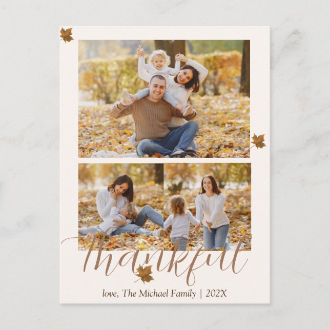 Cartes Pour Fêtes Annuelles bon thanksgiving d'automne | Collage photo de fami (Devant)