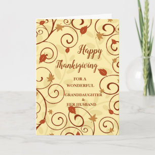 Cartes Pour Fêtes Annuelles Bon thanksgiving d'automne, petite-fille et mari