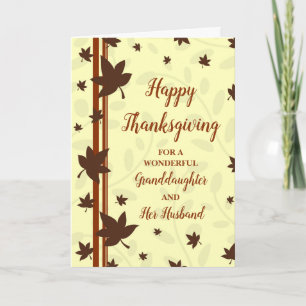 Cartes Pour Fêtes Annuelles Bon thanksgiving d'automne, petite-fille et mari